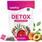LULUTOX Original Detox Tea - Herbal Blend with Dandelion, Ginseng, and Ginger - Supports A Healthy Weight, Digestive Health - Vegan, All Natural, Laxative-Free - Peach Flavor (28 Servings)
