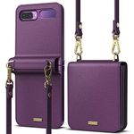 Ringke Folio Signature Designed for Galaxy Z Flip, Genuine Leather Crossbody Case for Galaxy Z Flip 5G - Purple