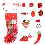 JUPSK 10 pcs Christmas Cat Toys, Christmas Interactive Cat Toys Pet Stocking with Teasing Cat Wand and Toys Balls, Xmas Interactive Chew Toy for Pet Indoor Cats Kitten