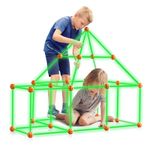 VEVOR Fort Building Kit for Kids, 85PCS Glow in The Dark STEM Building Toys, Educational Gift for 3+ Year Old Boys & Girls, Indoor Outdoor Play Tent Construction Toys with 55 Rods and 30 Balls