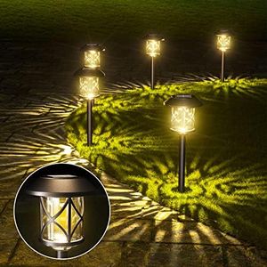 Quntis Solar Pathway Lights Outdoor 8 Pack, IP65 Waterproof Bright Solar Garden Lights, Auto On/Off Solar Landscape Lighting Warm White, Solar Powered Path Lights for Yard Driveway Walkway PatioLawn