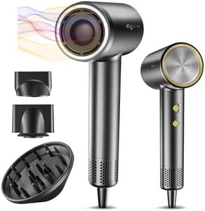 Hair Dryer with Diffuser - Negative Ionic Blow Dryer with 110, 000 RPM Brushless High-Speed Motor for Fast Drying, 1400W Low Noise Thermo-Control Hairdryer with Magnetic Nozzle for Home/Travel