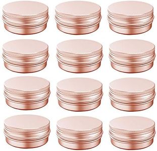 0.5 oz Aluminum Tin Jar with Screw Cap Refillable Container for Cosmetic, Lip Balm, Cream, Rose Gold 12 Pcs.