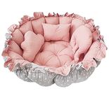 jig's creation Baby Cotton Reversible Round Bedding Set| Baby Bed |Mattress With 3 Multi Shape Pillows| For Newborns To Toddlers Unique 0-12 Month Baby Size| (Pink & Grey)