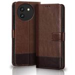 TheGiftKart Flip Back Cover Case for Vivo T3X 5G | Dual-Color Leather Finish | Inbuilt Stand & Pockets | Wallet Style Flip Back Case Cover for Vivo T3X 5G (Faux Leather, Brown & Coffee)