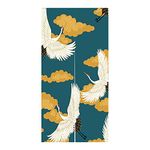 LIGICKY Noren Japanese Style Doorway Curtain Cranes Printed Linen Window Treatment Door Tapestry for Home Decoration 33.5" Width x 70.9" Long