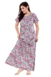 Soulemo Women's Pure Cotton Floor Length Nighty (L - Bust - 44 - Pink & Pista 20) 1661DL