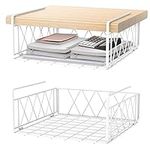 Under Shelf Basket, Hanging Storage Baskets Vertical Wire Rack with Liner for Kitchen Pantry, Cabinet Shelf (2 Pack)