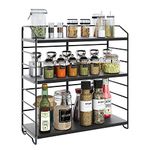 AIRUJIA Spice Rack 3-Tier, Height Ajustable, Seasoning Rack for Kitchen Countertop, Spice Rack Free Standing, Bathroom Organizer Storage Rack, Cosmetic Organizer Rack, Black