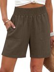 ANRABESS Linen Shorts for Women Casual Summer High Waisted Wide Leg Lounge Beach Vacation Shorts with Pockets 2026 Spring Coffee Large