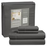 CHATEAU HOME COLLECTION 100% Egyptian Cotton 800 Thread Count 4 Piece Sheet Set 16 inch Deep Pocket (fit Upto 18" Mattress) Solid Sateen Weave Luxurious Soft Comfort Bedding (Queen, Charcoal)