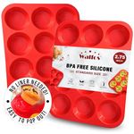 Walfos Silicone Muffin Pan - 12 Cups Regular Cupcake Pan, Non-Stick Silicone Muffin Tin for Egg Muffin, Cupcake, Tart, Bread, BPA Free - 2 Pack