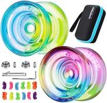 MAGICYOYO Responsive Yoyo Professional K2 Crystal, Dual Purpose Yo yo for Kids and Advanced Players, Plastic Gradient Yo-yos with 12 Yoyo Strings, Yo-Yo Case, Accessory Kit (Gradient Pack)