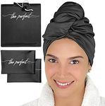 THE PERFECT HAIRCARE Curly Hair Girls Microfiber Plopping Towel Set Gift - Anti-frizz Silky Smooth Hair Drying Wrap for Women - Super Absorbent Large Hair Towel + 2 Scrunching MicroPlop Towels