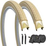 SIMEIQI 26x2.125 Cruiser Beach Bike Tires and Tubes Cream (26x2.125, Cream-2 Tires 2 Tubes)