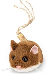 Migipaws Interactive MigiMouse Cat Toy 360° Rolling & Spin with Wiggling Tail for Indoor Cats Smart Motion Sensor, Realistic Squeak, Rechargeable Plush Kitten Toy (Brown)