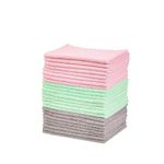 Amazon Basics Microfiber Cleaning Cloths, Non-Abrasive, Reusable and Washable - Pack of 24, 12 x16-Inch, Pink, Green and Gray