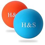 H&S 2 x Lacrosse Ball Trigger Point Massage Ball - Muscle Roller Ball - Massage Roller Ball - Muscle Massage Ball - Massage Balls - Hand Exercise Ball - Massage Ball Set - Silicone Massage Pair Balls