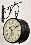 Vintage Clock Iron Station Analog Clock (8 X 8 Inch, Dial: 8 Inch, Black)