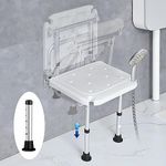 Folding Shower Seat Wall Mounted, Foldable Shower Chair Adjustable Height Fold Down Shower Seat Bath Bench Bathroom Stool Collapsible for Inside Shower for Elderly, Adults, Pregnants, Seniors,Disabled