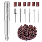 Portable Electric Nail Drill - Professional File Kit Handpiece Grinder Tool For Acrylic, Gel Nails, Manicure Pedicure Polishing Shape with Bits Set and 100PCS Sanding Bands,Silver