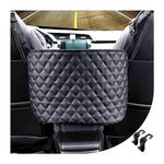 Nanddi Car Net Pocket Handbag Holder Between Seats, Large Capacity Car Bag Purse Holder, with 2 Headrest Hooks, Heightened Front Railing, Leather Material, Reinforced Wiring, Rear Backseat Organizer