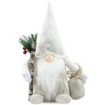 Gehydy Christmas Gnomes Plush Winter Branches Decorations - Home Tabletop Handmade Swedish Tomte Tiered Tray Ornaments - Christmas Thanksgiving Gift Holiday Santa Figurines Decor - White