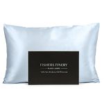 Fishers Finery 30mm 100% Pure Mulberry Silk Pillowcase, Quality Tested (Blue, King)