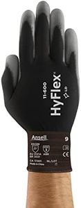 Ansell HYFLEX 11-600 Light Duty Nylon Industrial Gloves w/Palm Coating for Fabrication, Automotive - XXL (11), Black (12 Pairs)