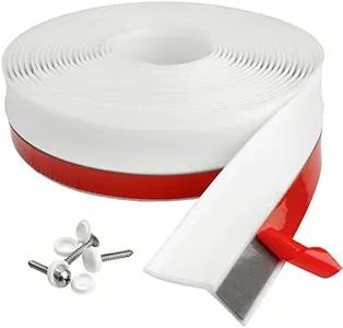 HOMWMPA Garage Door Seal Top and Sides Seal Strip, 34FT Rubber Weather Stripping Replacement, Weatherproofing Garage Door Seals with Adhesive Backed, White