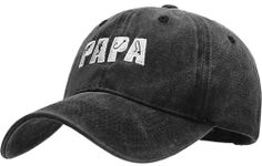 XYIYI Papa Black Vintage Washed Distressed Baseball Cap Adjustable Cotton Dad Hat Fathers Day Birthday Gifts