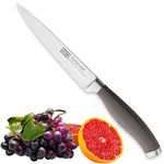 Taylors Eye Witness Syracuse Serrated Utility Kitchen Knife - Professional 13cm/5” Cutting Edge, Multi Use. Ultra Fine Toothed, Razor Sharp Blade. Soft Textured Grey Handle, Excellent Grip.