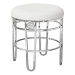 Hillsdale, Dessa Glam Backless Metal Vanity Stool with Faux Diamond Cluster Accents for Makeup Room or Bathroom, Chrome