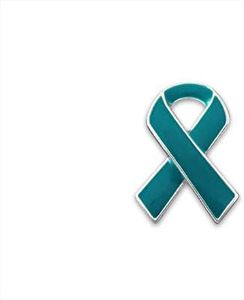 10 Pack Teal Ribbon Shaped Pins – Teal Ribbon Pins for Ovarian Cancer Awareness, PTSD, Anxiety Disorder, Fragile X Awareness, Gift-Giving, Fundraising & More!