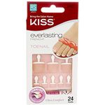 Kiss Everlasting French Real Short Toenails Kit, White Tip Pink Bed 1 ea by Kiss