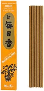 Nippon Kodo Incienso Morning Star Ámbar, Incienso de Estilo Japonés de 50 barritas, Incluye incensario