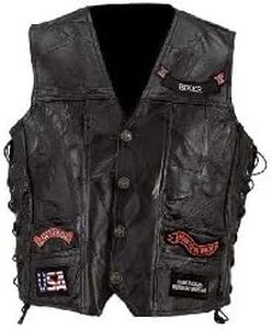 Diamond Plate™ Rock Design Genuine Buffalo Leather Vest (Large)