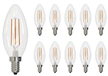 (Pack of 10) 776627 LED Filament Light Bulb, E12 Candelabra Base for Use in Chandeliers, Pendants and Sconces, 3000k Soft White Light, 5 Watts 500 Lumens, Fully Dimmable 10-Pack