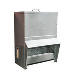 RentACoop Galvanized Chicken Trough Feeder, Weatherproof Poultry Food Dispenser with Lid 25LB Capacity