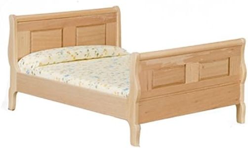 Melody Jane Dolls House Light Oak Sleigh Bed Double Miniature 1:12 Bedroom Furniture