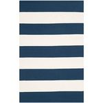 Safavieh Montauk Collection 2'6" x 4' Navy/Ivory MTK712H Handmade Flatweave Boho Farmhouse Cotton Stripe Entryway Living Room Foyer Bedroom Kitchen Accent Rug