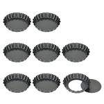 YIAGUN Mini Tart Tins, 8 Pack Non-Stick Tartlet Tins, Fluted Tart Cases, 4 inch /10 cm Round Mini Quiche Pans