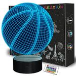 FULLOSUN Basketball 3D Night Light Birthday Gift Lamp, Light Up Basketball Gifts 3D Illusion Lamp with Remote Control 16 Colors Changing Sport Fan Room Decoration Kids Room Idea …