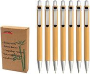 JINFUSI Bamboo Retractable Ballpoint Pen(12 pack),Black ink 1mm Sustainable Pens for Journaling Writing Office Supplies Eco Friendly Products Set Pens