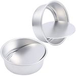 Draftor 2 Pack 8 inch Round Cake Tin Set with Loose Base, Non-Stick Baking Tins Deep Aluminum Round Cake Pan with Removable Bottom for Wedding Birthday Cake Baking