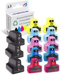 HOTCOLOR 12 Pack + 1 Black Ink Cartridges for HP 02 HP 02XL Photosmart 3310 C6180 C5280 C6280 Printer