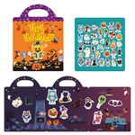 SYCARON Halloween Reusable Sticker Book for Kids, Travel Sticker Books for Toddlers Boys Girls, Cute Waterproof Stickers - Halloween Theme