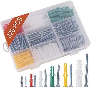 320PCS Plastic Drywall Wall Anchors Screw Assorment Kit, Self Tapping Screws and Ribbed Wall Anchors, Assorted Sizes Wall Plug Bolts Expansion Bolt for Wallboard Concrete Pciture Hanging