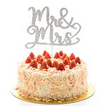 ALLY-MAGIC Mr Mrs Cake Topper Wedding Cupcake Toppers Marry Cake Decoration for Bridal Shower Party Supplies Y4-CWDGZD (Silver)