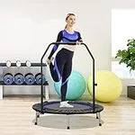 HYD-Parts 40" Foldable Mini Trampoline for Adults and Kids Portable Exercise Rebounder with Adjustable Foam Handle Fitness Trampoline Indoor/Outdoor